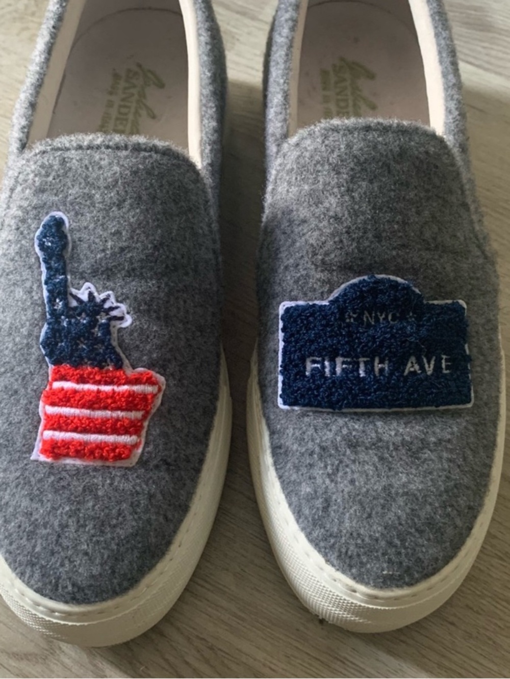 Slip-On Wool-Feel Athletic Sneakers in Grey with Patch Accents